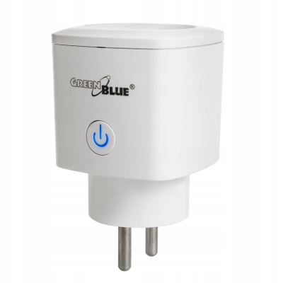 Zdalnie sterowane gniazdko WiFi GreenBlue, Android/iOS/Alexa/Google Home, zuż. energii, timer, max 3680W, typ E, GB720 E