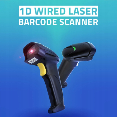 Qoltec Laserowy czytnik kodów kreskowych 1D USB Czarny 50876