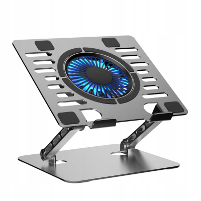Podstawka pod laptop ART P12 alu.13/24/23cm reg.wys+kąta wentylator+LED