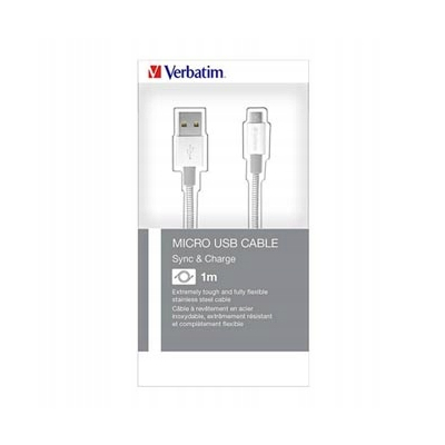 Verbatim USB kabel (2.0) USB A M - microUSB (M) 1m reversible srebrny 48862
