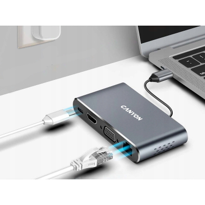 CANYON HUB DS-14 8 w 1 4k USB-C Szary