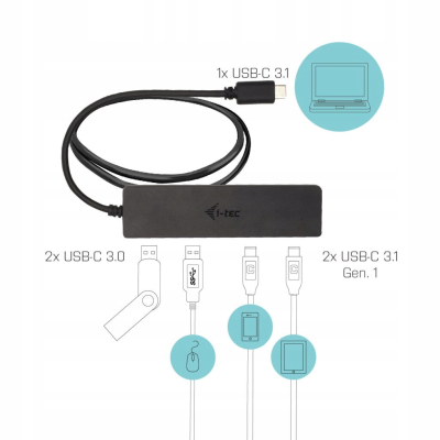 i-tec HUB USB-C metalowy 2x USB 3.0 + 2x USB-C,