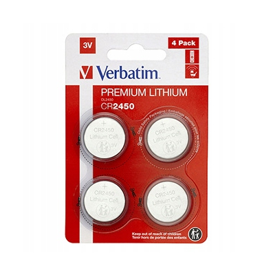 Verbatim Jednorazowa litowa baterie CR2450, 4-pack