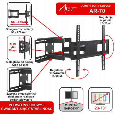 UCHWYT DO TV AR-70 ART 23-55 45KG reg pion/poziom