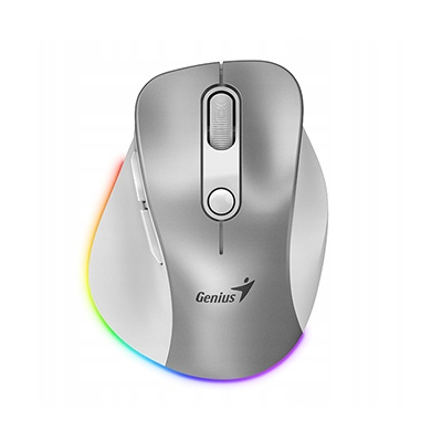 Genius Ergo 9000S Pro Mysz bezprzewodowa, srebrna, 2400DPI