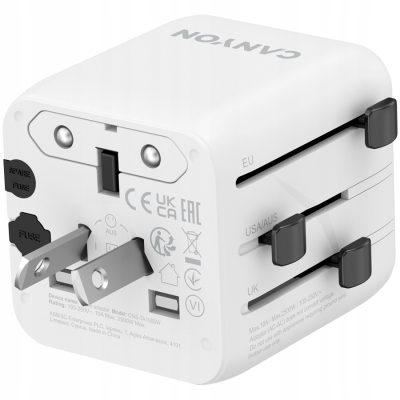 CANYON Adapter Podróżny OnTour One EU/UK/US/AUS Biały