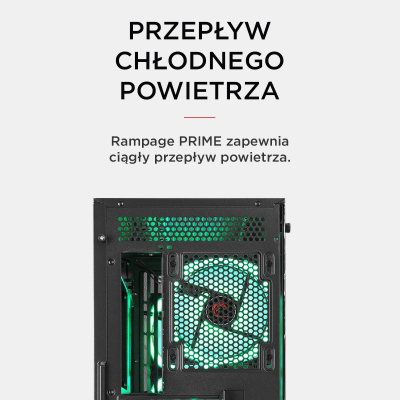 Rampage Prime Mesh Obudowa PC 4x wentylator ARGB + hub E-ATX