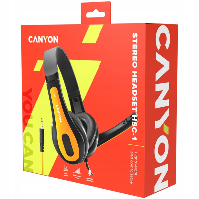 Canyon HSC 1 przewodowy zestaw słuchawkowy PC 2 m czarno-żółty