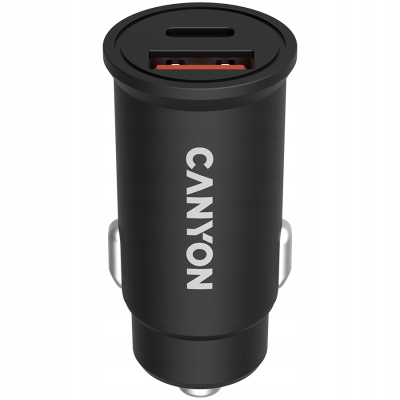 CANYON Ładowarka samoch. C-20-03 PD30W QC3.0 USB-C USB-A Czarna