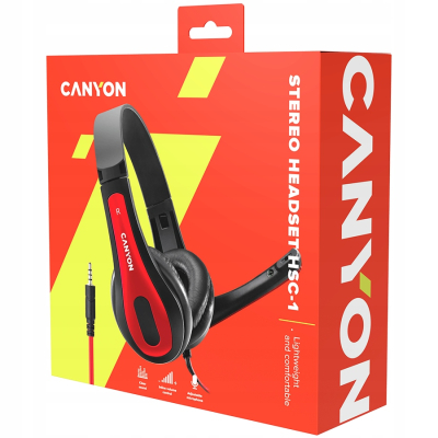 Canyon HSC 1 przewodowy zestaw słuchawkowy PC 2 m czarno-czerwony