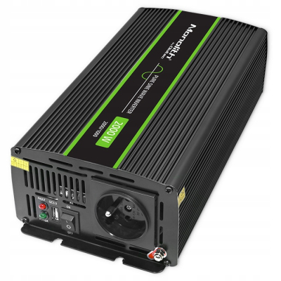 Qoltec Przetwornica napięcia Monolith 1000W 2000W 24V/230V Czysty Sinus