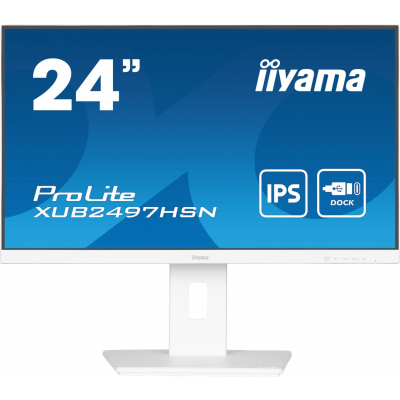 IIYAMA Monitor 24 cale XUB2497HSN-W2 IPS USB-C Dock HDMI DP Pivot biały
