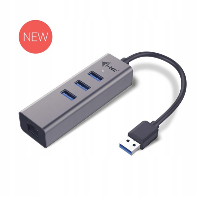 I-tec USB 3.0 Metal 3-port HUB z adapterem Gigabit