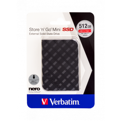 SSD Zewnętrzny Verbatim Store N Go Mini 53236 512GB, czarny, USB-A/Micro-B