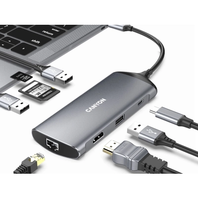 CANYON HUB DS-15 8 w 1  4k USB-C Szary