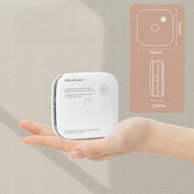 Czujnik dymu Qoltec WiFi TUYA Alarm 85dB LED Smart Home Certyfikowany SKLEP KOZIENICE RADOM