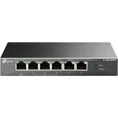 TP-LINK Przełącznik SG1006PP 6GE (3PoE+ 1PoE++)