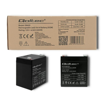 QOLTEC Akumulator AGM 12V 4.5Ah max.1.35A