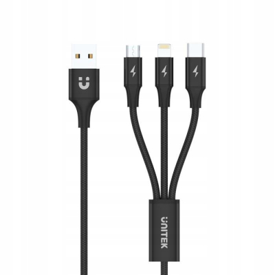 Unitek przewód ładujący USB 3 w 1 czarny C14049BK