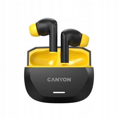 CANYON Słuchawki HEXAGON 7 TWS ANC+ENC Qi Czarno-Żółte