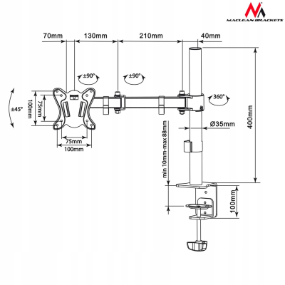 Uchwyt do monitora Maclean MC-690N 13