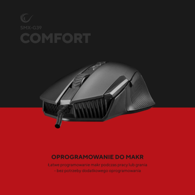 Rampage Comfort myszka gamingowa, programowalna 12800 DPI RGB, czarna