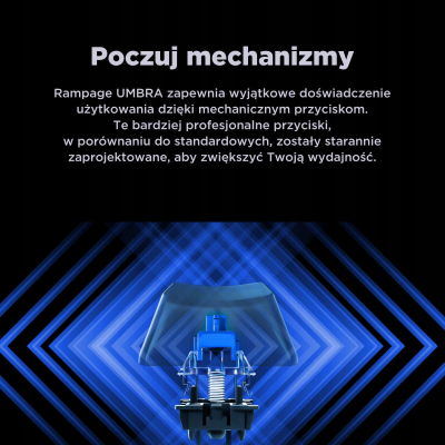 Rampage klawiatura mechaniczna KB-R86 UMBRA Blue Switch Czarna