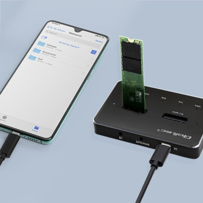 Qoltec Stacja dokująca dysków SSD M.2 NVMe SATA USB-C DUAL 2 x 2TB