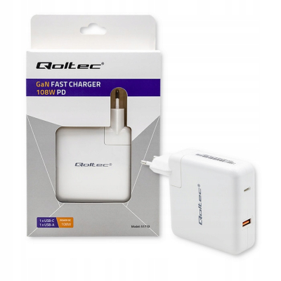 Qoltec Ładowarka GaN FAST 108W 5-20V 3-4.7A USB C Biała 51710