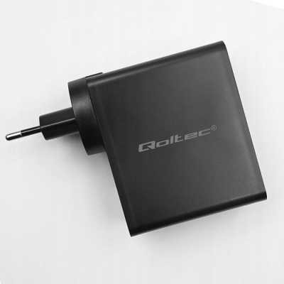 Qoltec Ładowarka GaN POWER PRO 2xUSB-C 2xUSB 130W 5-20V 1.5-5A PD Czarna