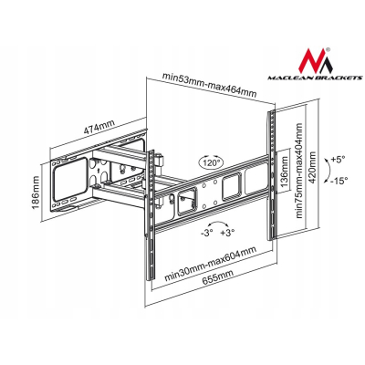 Uchwyt Maclean MC-710 do TV 37-70'' 40kg