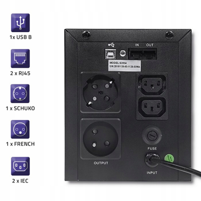 Qoltec Zasilacz awaryjny UPS Line Interactive Monolith 1000VA 600W SKLEP KOZIENICE RADOM