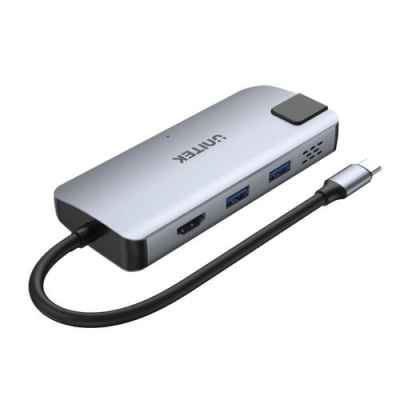 Unitek Hub USB-C 2x USB-A HDMI 4K RJ-45 PD 100W