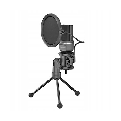 Marvo, mikrofon do streamowania, MIC-03 czarny, ze statywem obracanym