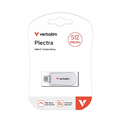 Verbatim USB flash disk, USB C, 512GB, Plectra, biały, 30231, USB C