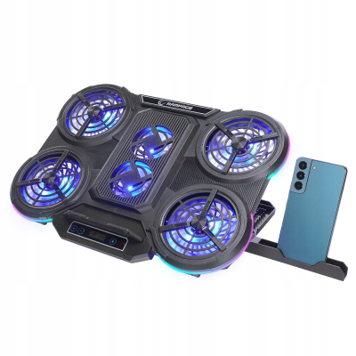 Rampage PROTE R6 - Podstawka chłodząca pod laptop 10-17", RGB, regulowana