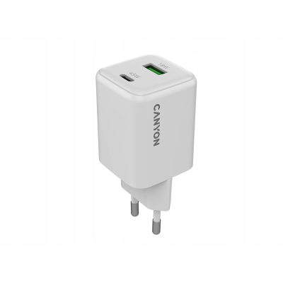 CANYON Ładowarka sieciowa CU45AC GaN 45W 1xPD 1xQC EU Biała