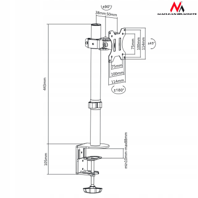 Uchwyt biurkowy Maclean MC-751 do 13-32'' 8 kg