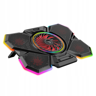 Rampage Podstawka chłodząca pod laptop 9-17'' COOLFLOW RGB regulowana czarn