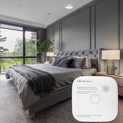 Czujnik dymu Qoltec WiFi TUYA Alarm 85dB LED Smart Home Certyfikowany SKLEP KOZIENICE RADOM