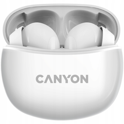 CANYON Słuchawki dokanałowe TWS 5 Etui Białe