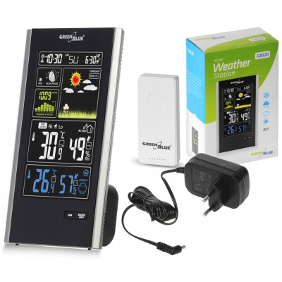 Stacja pogody bezprzewodowa GreenBlue z systemem DCF, kalendarz alarm GB542