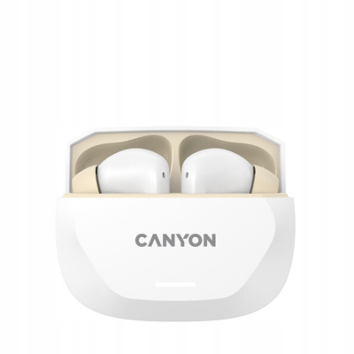 CANYON Słuchawki HEXAGON 7 TWS ANC+ENC Qi Biało-Beżowe