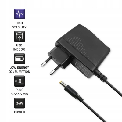 Qoltec Zasilacz wtyczkowy 24W 12V 2A 5.5*2.5