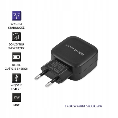 Qoltec Ładowarka sieciowa 17W 5V 3.4A 3xUSB 50191