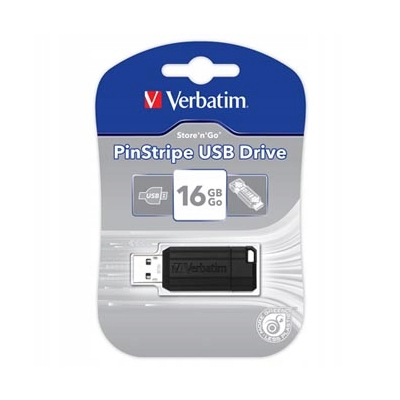 Verbatim USB flash disk, USB 2.0, 16GB, PinStripe, Store N Go, czarny USB A
