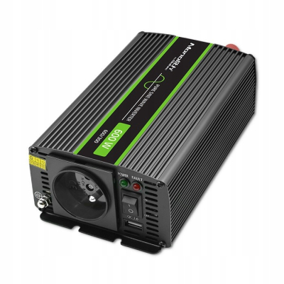 Qoltec Przetwornica napięcia Monolith 300W 600W 12V na 230V Czysty Sinus