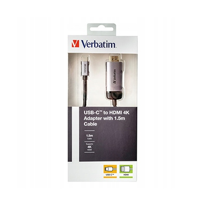 Verbatim USB (3.1) hub 1-port, długość przewodu 1,5m, adapter USB C na HDMI