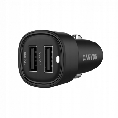 Canyon OnDrive 24 - ładowarka samochodowa 24 W, 2× USB-A (czarna)