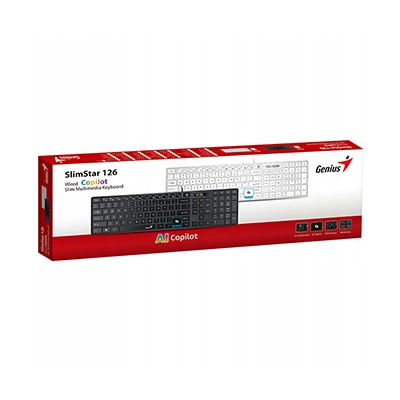 Genius SlimStar 126 COPILOT klawiatura przewodowa (USB) CZ/SK, biała